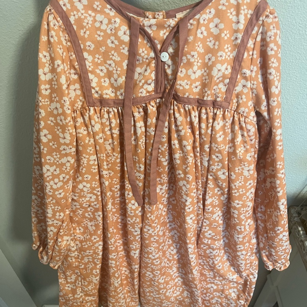 Floral Peach Kids Casual Dress